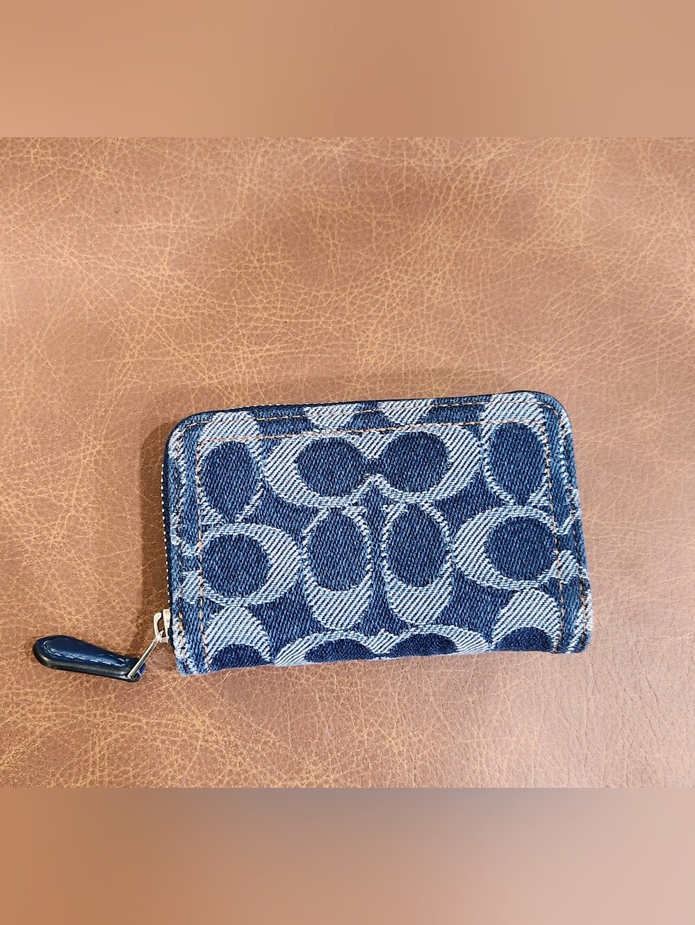 Essential Small Zip Around Wallet in Signature Denim